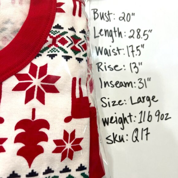 Hanna Andersson Dear Deer Reindeer Organic Cotton Pajamas Red White Size Large - Picture 13 of 13